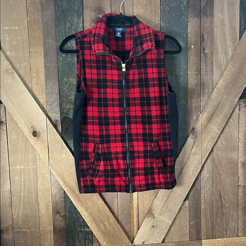 Chaps Red and Black Plaid Vest